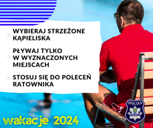 Zdjęcie przedstawia grafikę, związaną z bezpieczeństwem nad wodą.