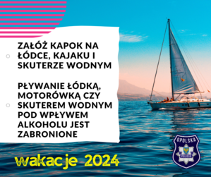 Zdjęcie przedstawia grafikę, związaną z bezpieczeństwem nad wodą.